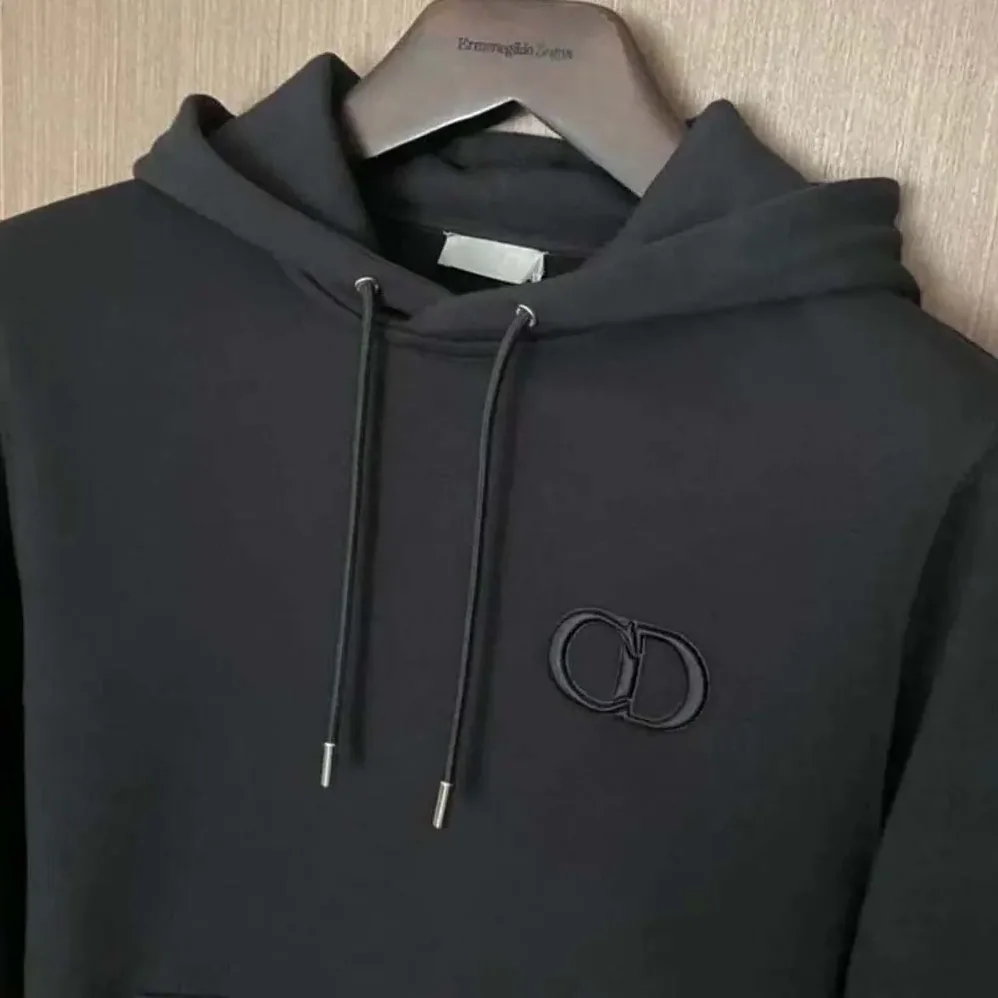 Dior CD Icon Hooded Sweatshirt Black Cotton Fleece for Women