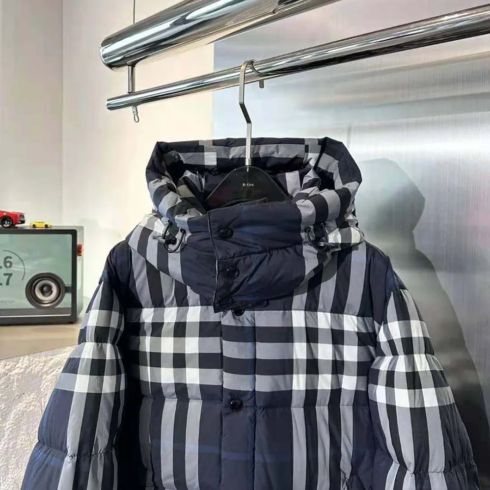 Burberry Detachable Hood Night Check Puffer Jacket for Women