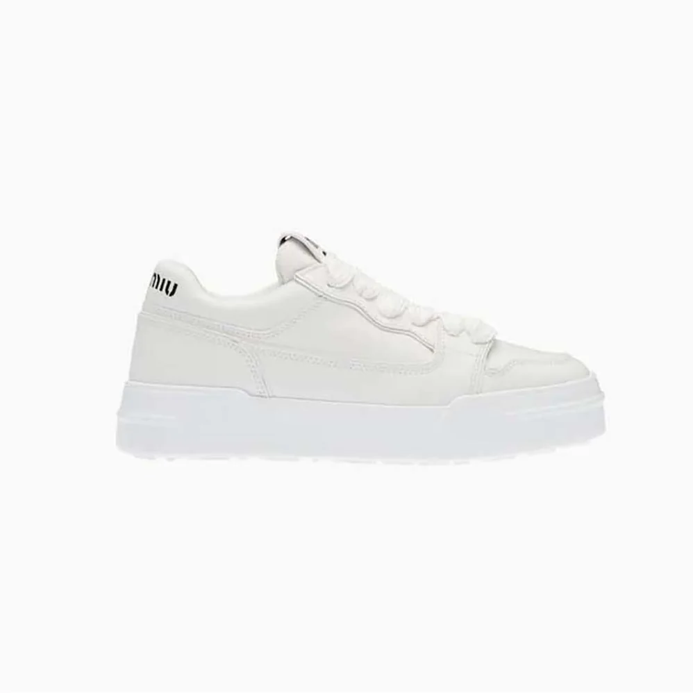 Miu Miu Leather Sneakers for Women in White Miu Miu Leather Sneakers for Women in White