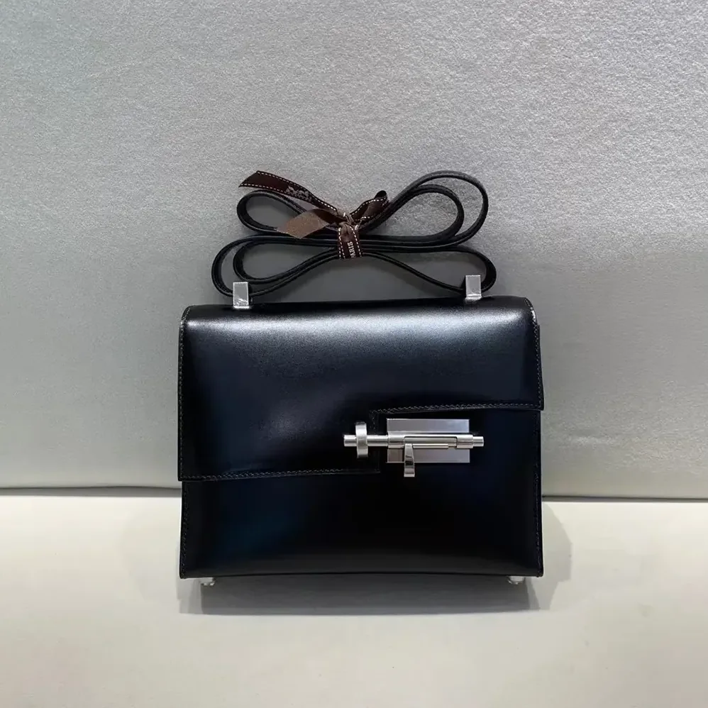 Hermes Verrou Bag in Box Leather for Women in Black/Silver