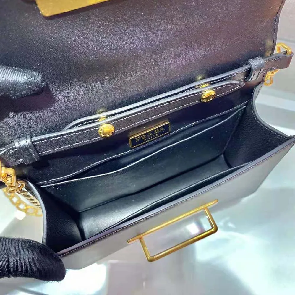 Prada Leather Prada Cahier Bag for Women in Black Prada Leather Prada Cahier Bag for Women in Black