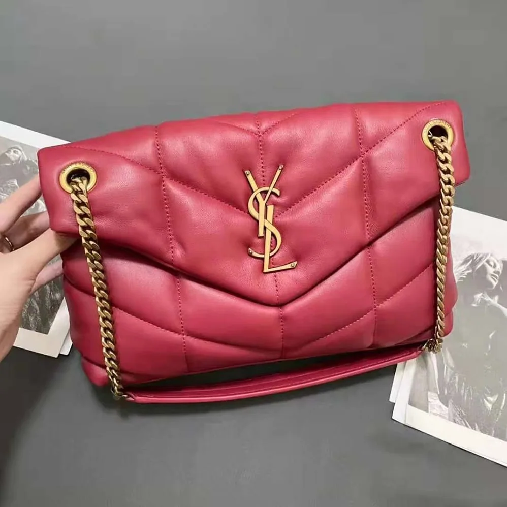 Saint Laurent YSL Puffer Small Bag in Quilted Lambskin for Women in Red Saint Laurent YSL Puffer Small Bag in Quilted Lambskin for Women in Red