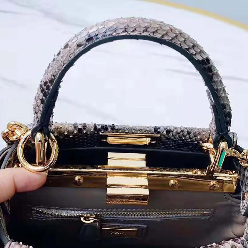 Fendi Peekaboo Iconic Mini Gray Python Bag for Women