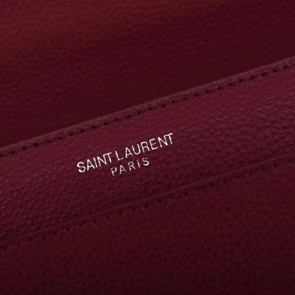 Saint Laurent YSL Medium Sunset Bag Calfskin Leather in Maroon
