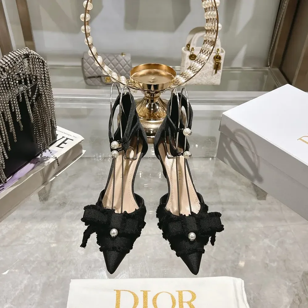 Dior Adiorable Wedge Pump Black Fringed Grosgrain for Women Dior Adiorable Wedge Pump Black Fringed Grosgrain for Women