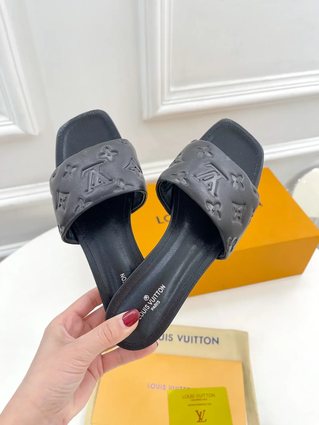 Louis Vuitton Revival Flat Mule Gold LV 1A9QKC Louis Vuitton Revival Flat Mule Gold LV 1A9QKC