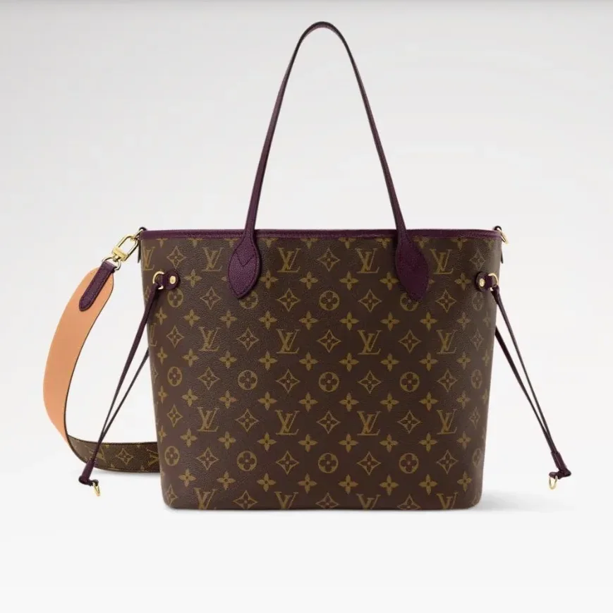 Louis Vuitton Neverfull Inside Out MM Tote Bag in Monogram/ Purple Gold Hardware