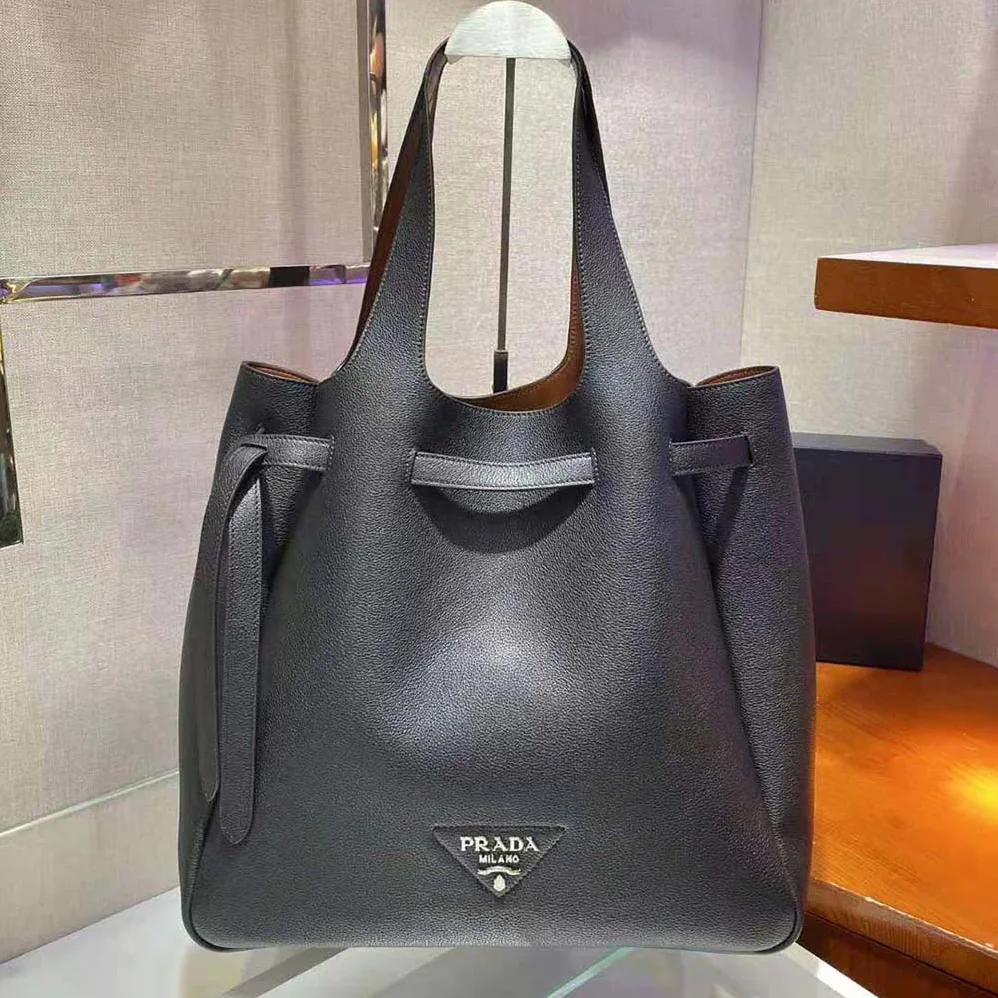 Prada Soft Leather Tote for Women in Black Prada Soft Leather Tote for Women in Black