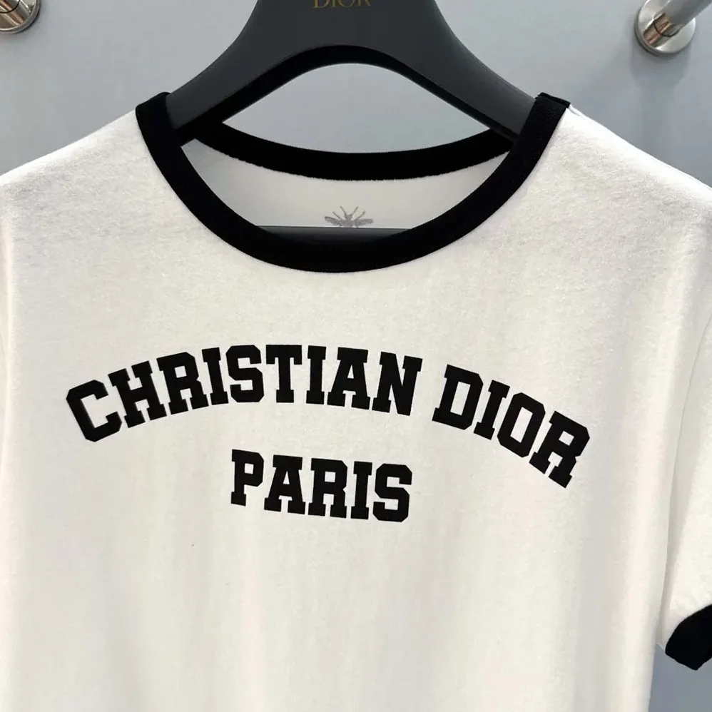 Dior T-Shirt White and Black Cotton and Linen Jersey for Men Dior T-Shirt White and Black Cotton and Linen Jersey for Men