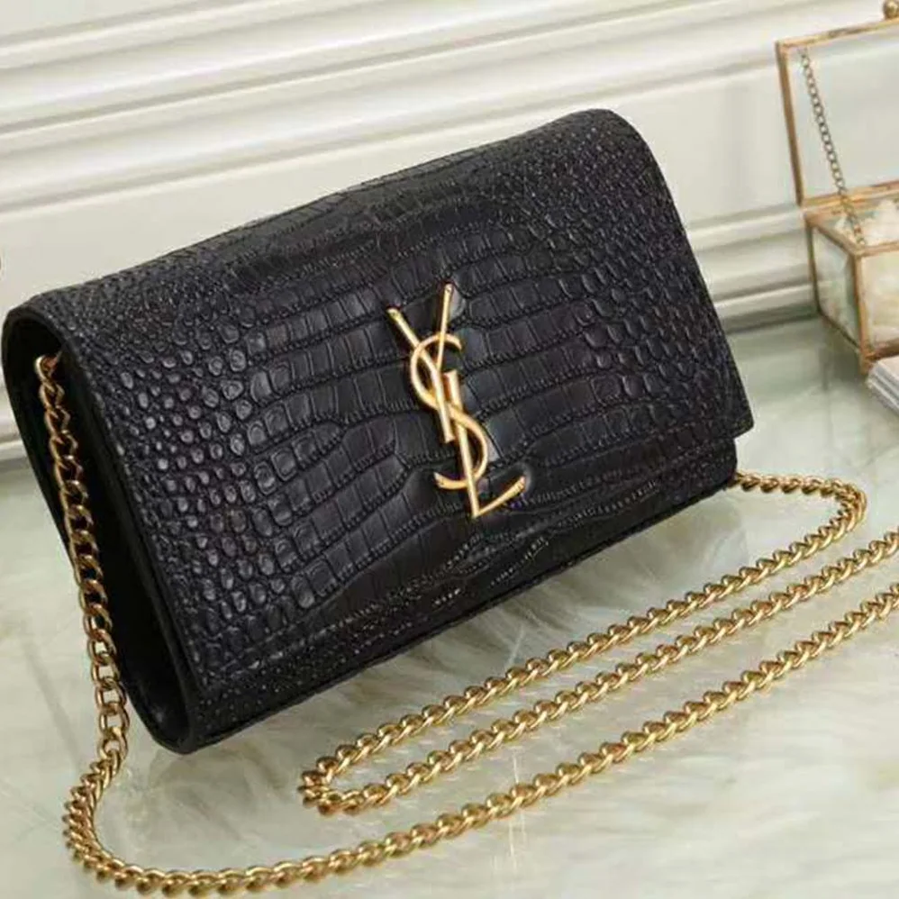 Saint Laurent YSL Sunset Medium Supple Crocodile Embossed Leather for Women Saint Laurent YSL Sunset Medium Supple Crocodile Embossed Leather for Women