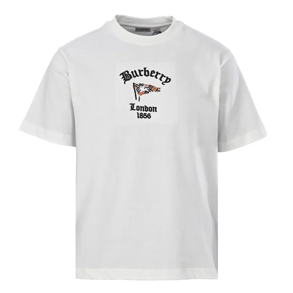 Burberry Check Flag Cotton T-shirt for Men in White Burberry Check Flag Cotton T-shirt for Men in White