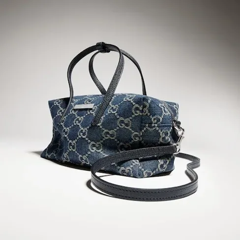 Gucci Boston With Gucci Plaque Small Shoulder Bag in Dark Blue Palladium Hardware Gucci Boston With Gucci Plaque Small Shoulder Bag in Dark Blue Palladium Hardware