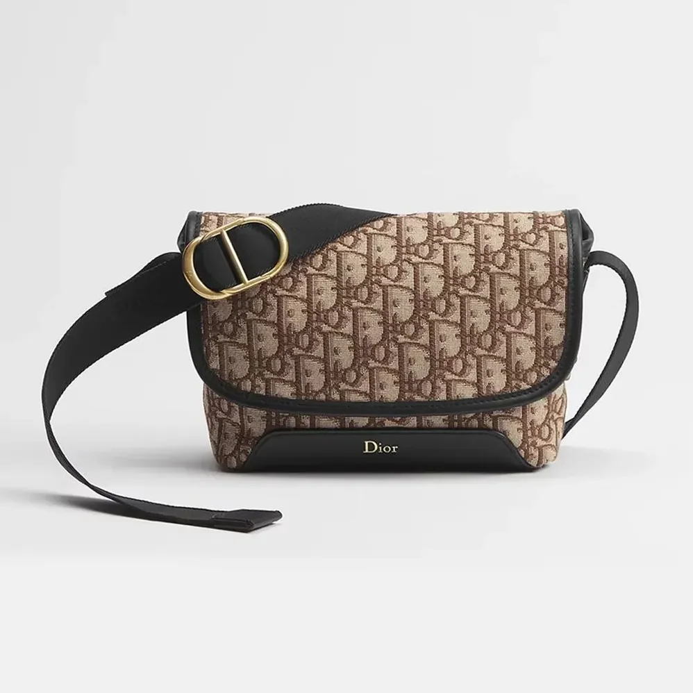 Dior Mini Dior Jett Messenger Bag with Flap Brown Dior Oblique Jacquard for Men Dior Mini Dior Jett Messenger Bag with Flap Brown Dior Oblique Jacquard for Men