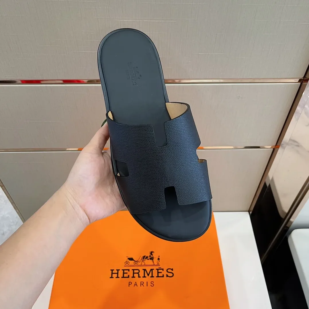 Hermes Izmir Sandals Black in Orange Hermes Izmir Sandals Black in Orange