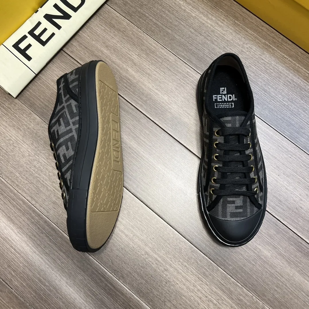 Fendi FD Domino Fabric Low-Tops Sneakers Black 7E1553AJZXF13I8