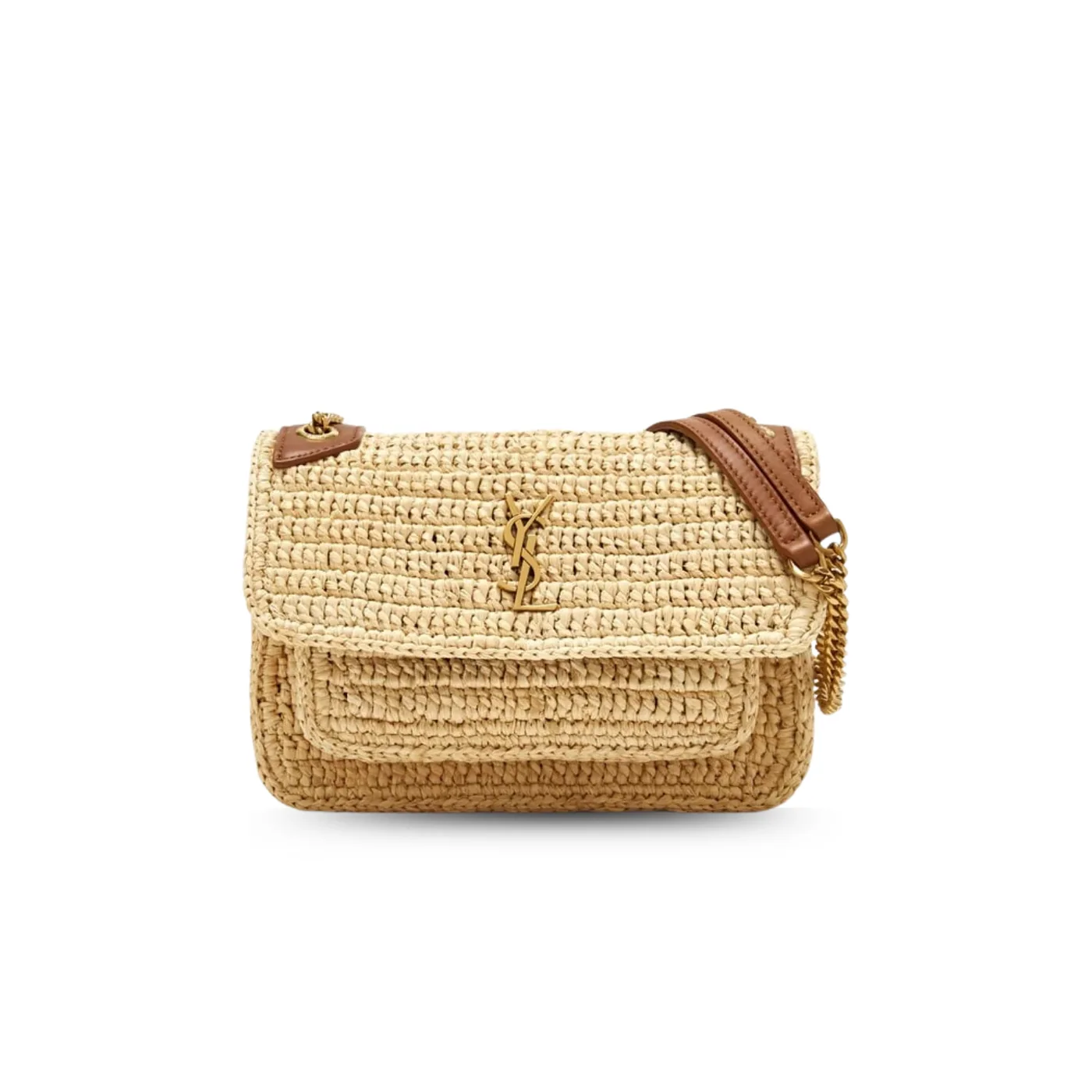 Saint Laurent Niki Mini Shoulder Bag in Natural Raffia Gold Hardware Saint Laurent Niki Mini Shoulder Bag in Natural Raffia Gold Hardware