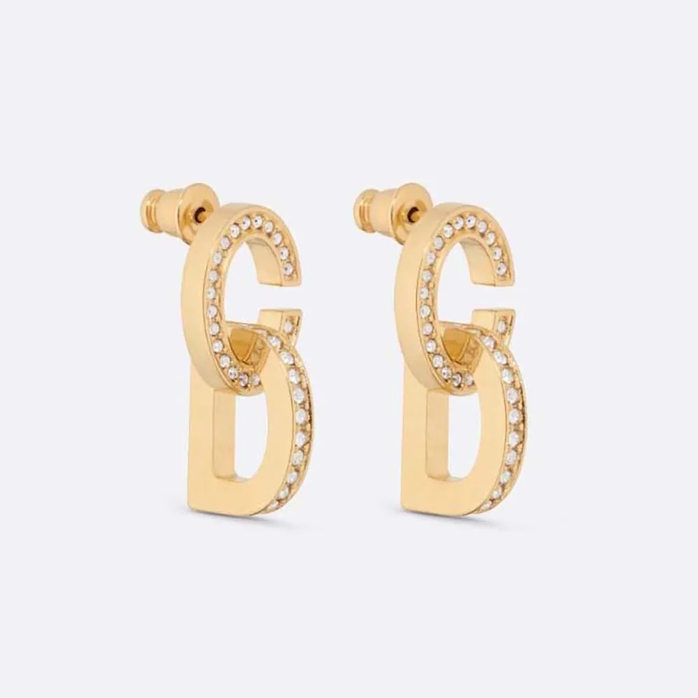 Dior CD Lock Earrings Gold-Finish Metal and Silver for Women in Tone Crystals