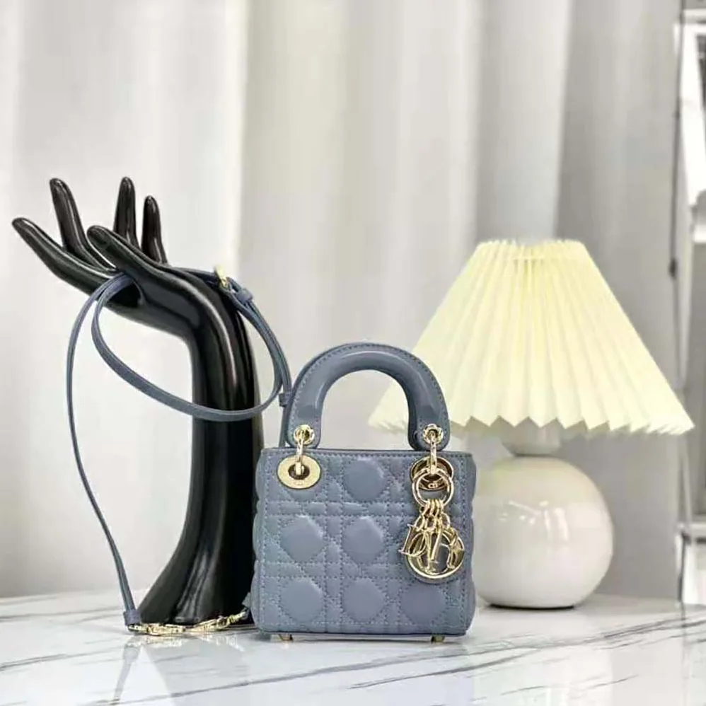 Dior Micro Lady Dior Bag Cloud Blue Cannage Lambskin for Women