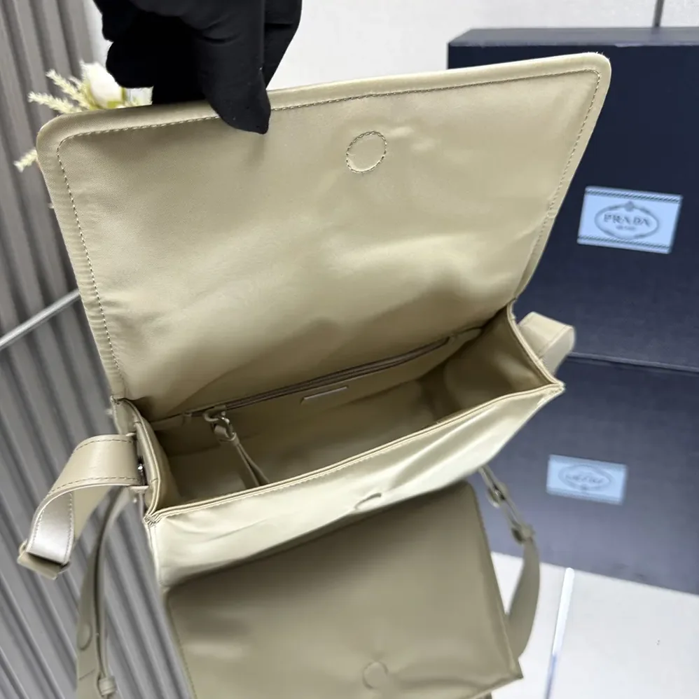 Prada Small Padded Re-Nylon Shoulder Bag for Women in Beige