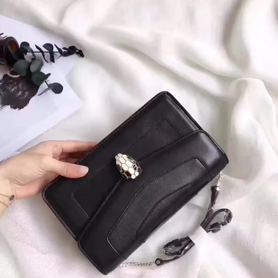 Bvlgari Serpenti Forever Small Flap Cover Chain Bag Calfskin in Black Bvlgari Serpenti Forever Small Flap Cover Chain Bag Calfskin in Black
