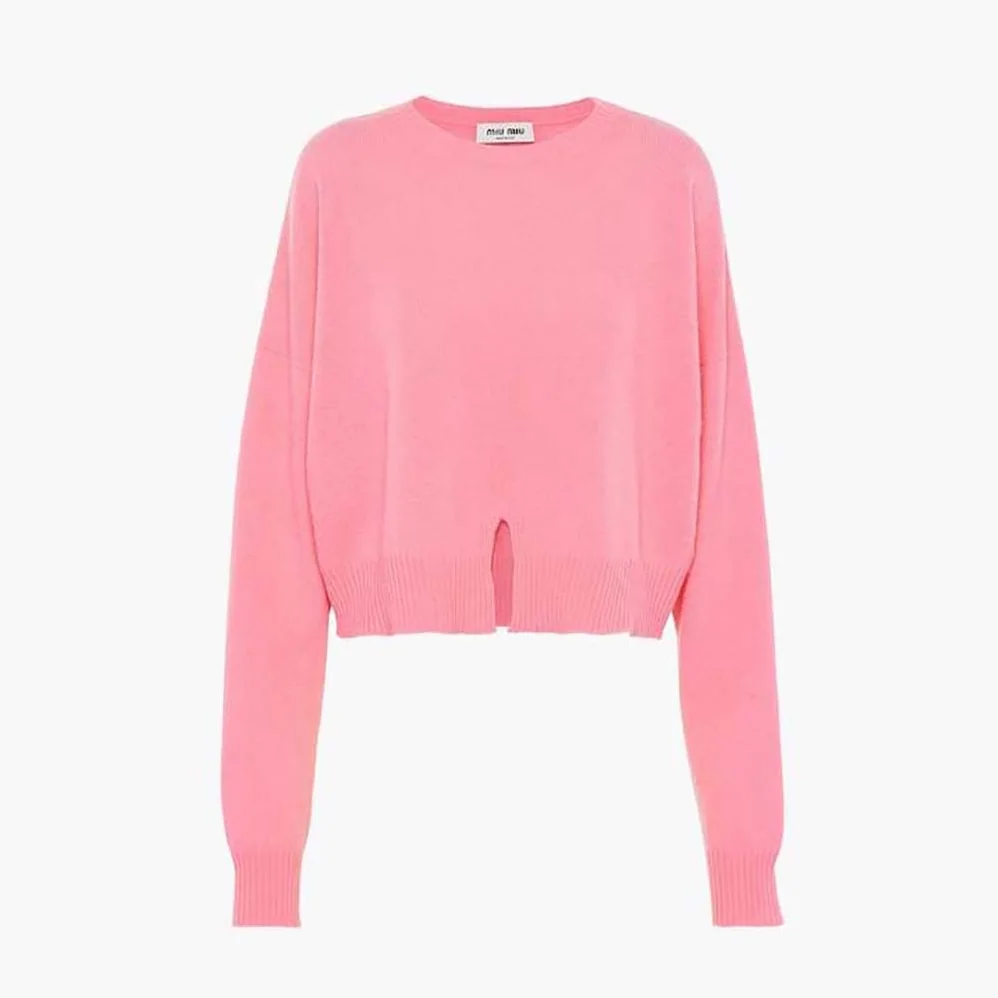 Miu Miu Cashmere Crew-Neck Sweater for Women in Pink Miu Miu Cashmere Crew-Neck Sweater for Women in Pink