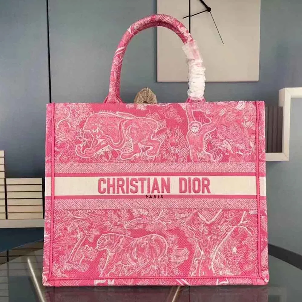 Dior Dior Book Tote Rose Toile de Jouy Embroidery for Women