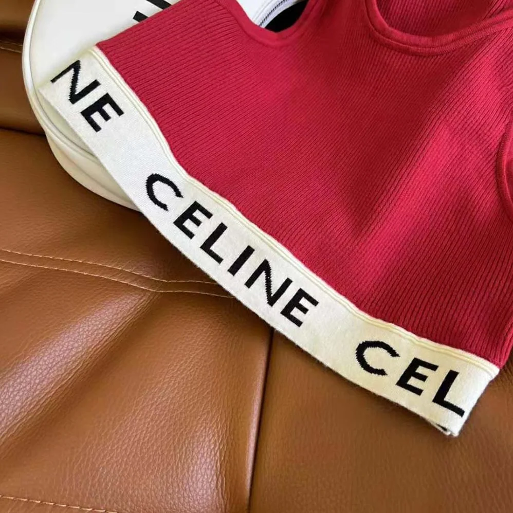 Celine Athletic Knit Bra Top for Women in Red Celine Athletic Knit Bra Top for Women in Red