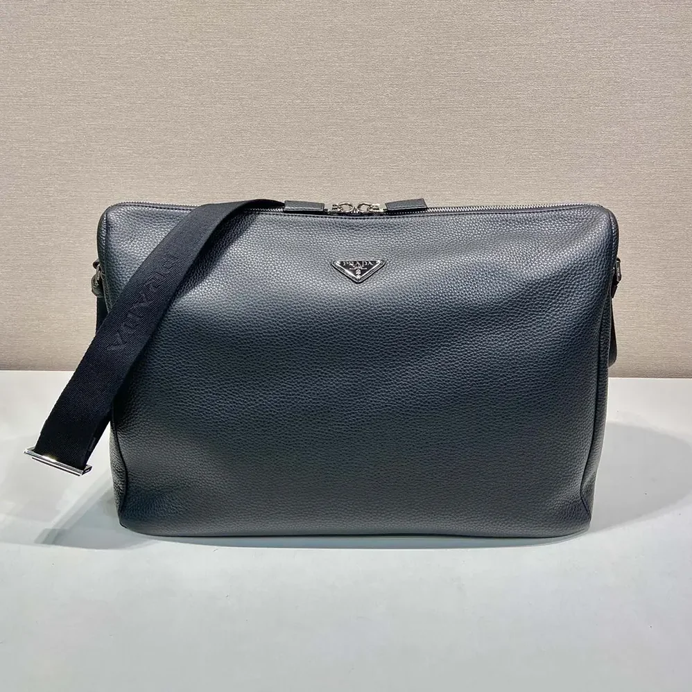 Prada Leather Shoulder Bag for Men in Black Prada Leather Shoulder Bag for Men in Black
