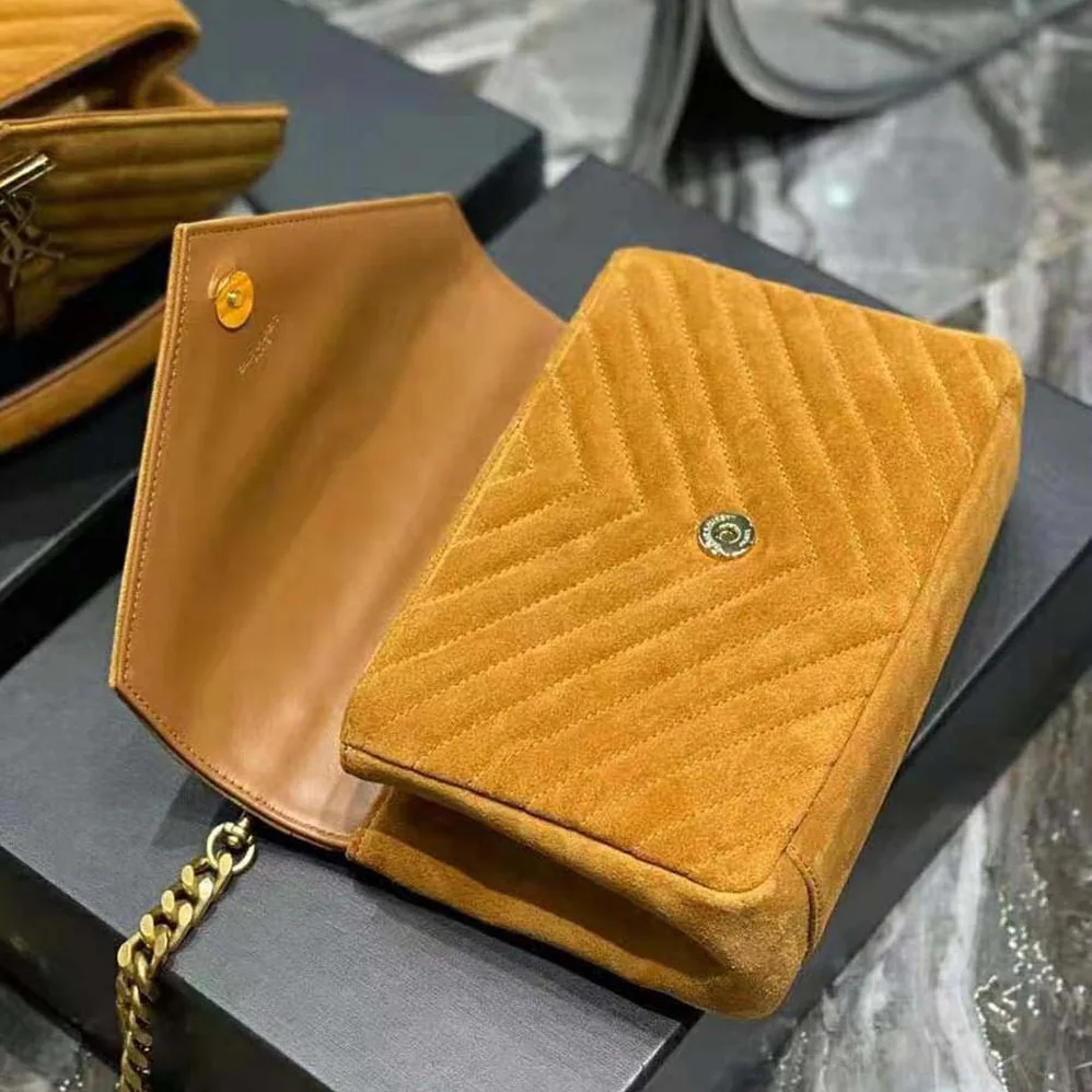 Saint Laurent YSL College Medium in Quilted Suede for Women