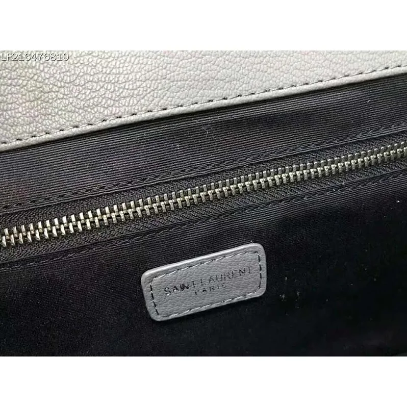 Saint Laurent YSL Large Envelope Mixed Grain De Poudre Matelasse in Grey