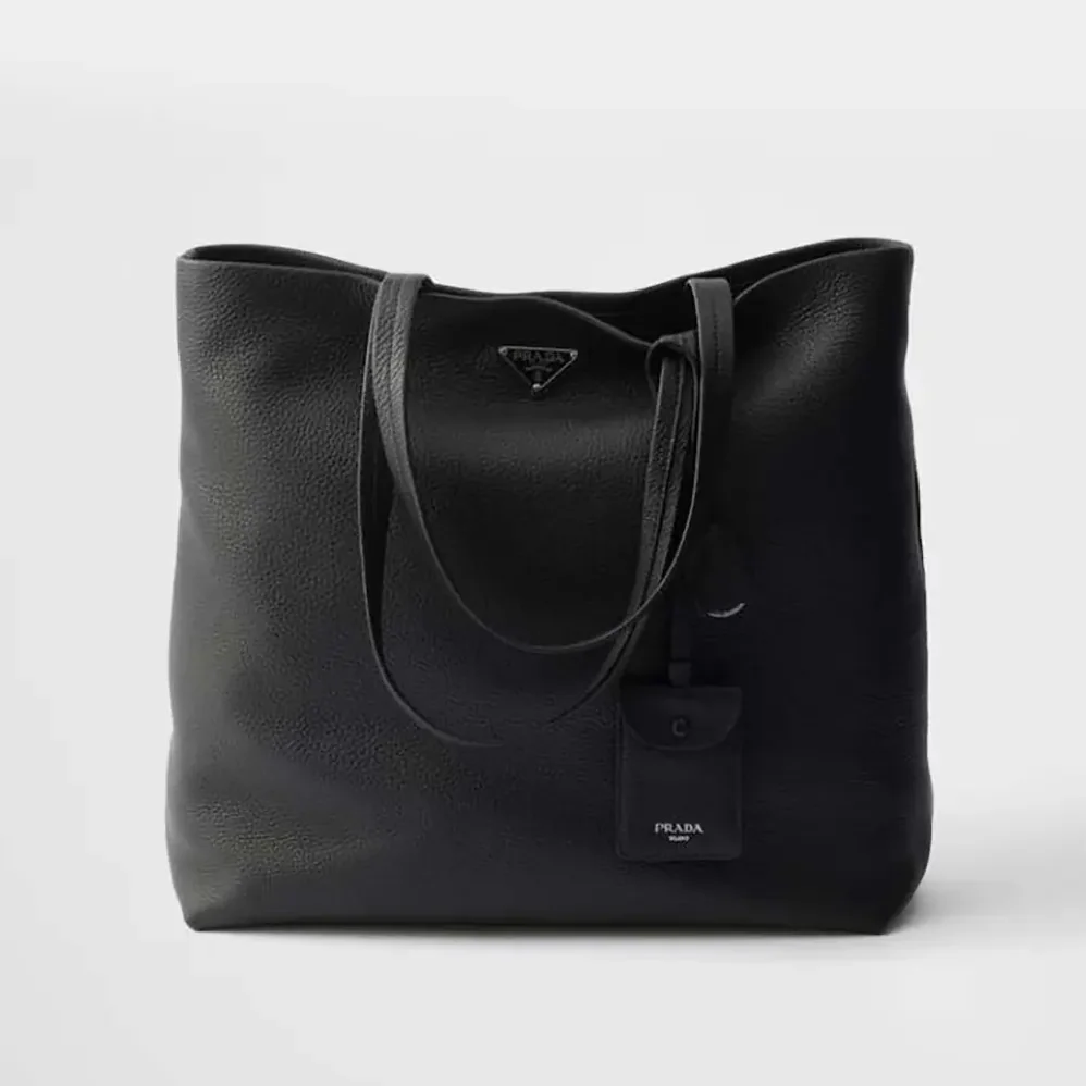 Prada Leather Tote for Unisex in Black Prada Leather Tote for Unisex in Black