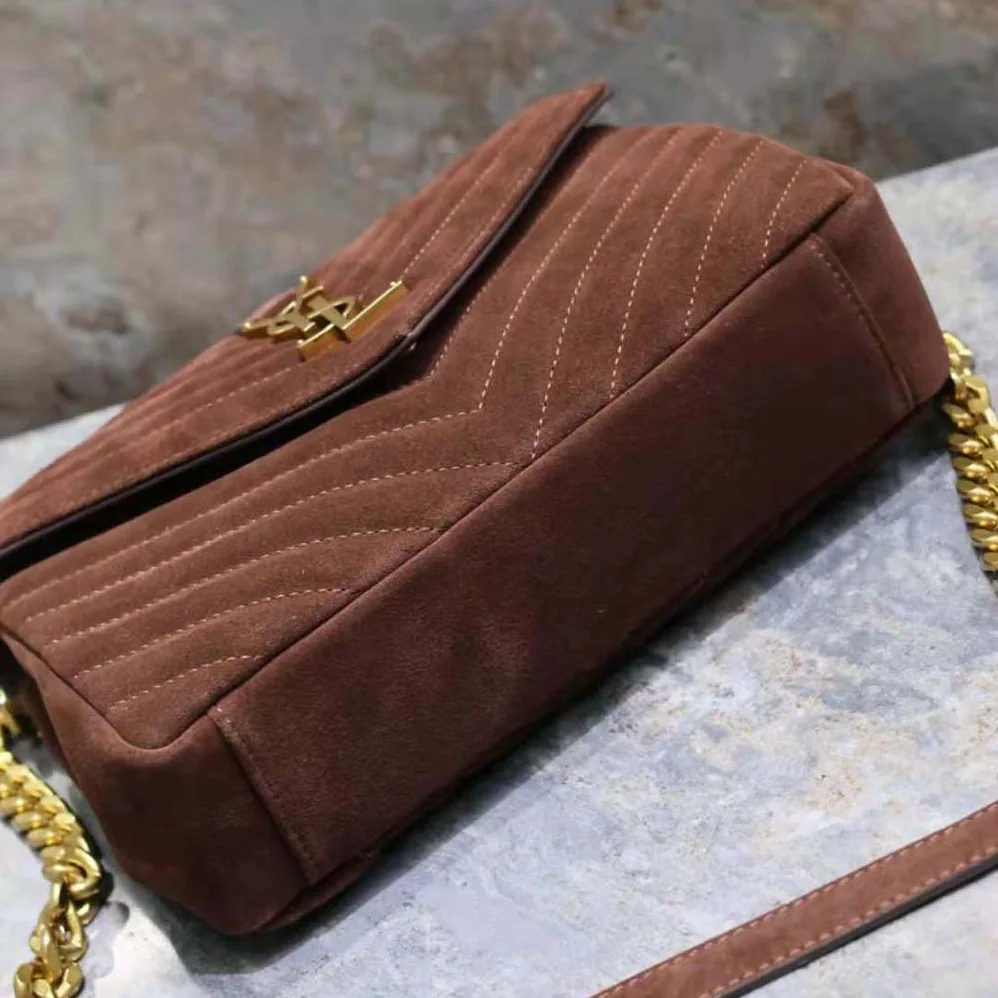 Saint Laurent YSL College Medium in Quilted Suede for Women