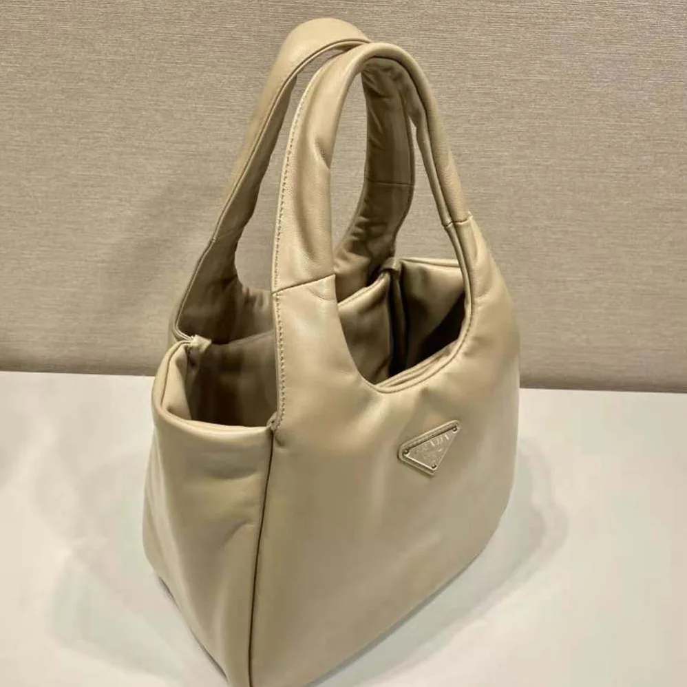 Prada Medium Padded Prada Soft Nappa Leather Bag for Women in Beige