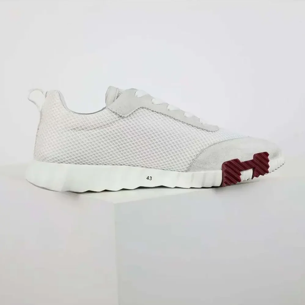 Hermes Bouncing Sneaker in Graphic Mesh and Suede Goatskin for Unisex in White Hermes Bouncing Sneaker in Graphic Mesh and Suede Goatskin for Unisex in White