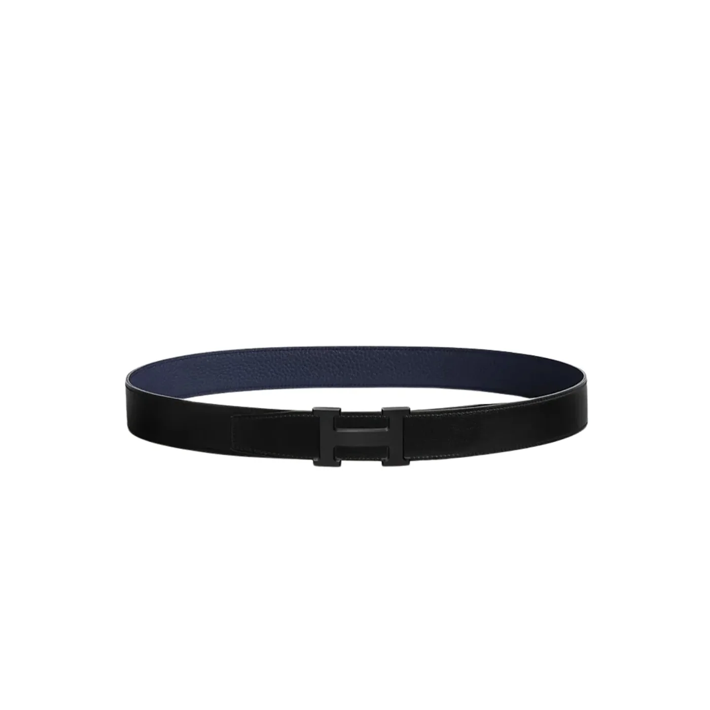 Hermes H Belt Buckle And Reversible Leather Strap Noir in Bleu Nuit