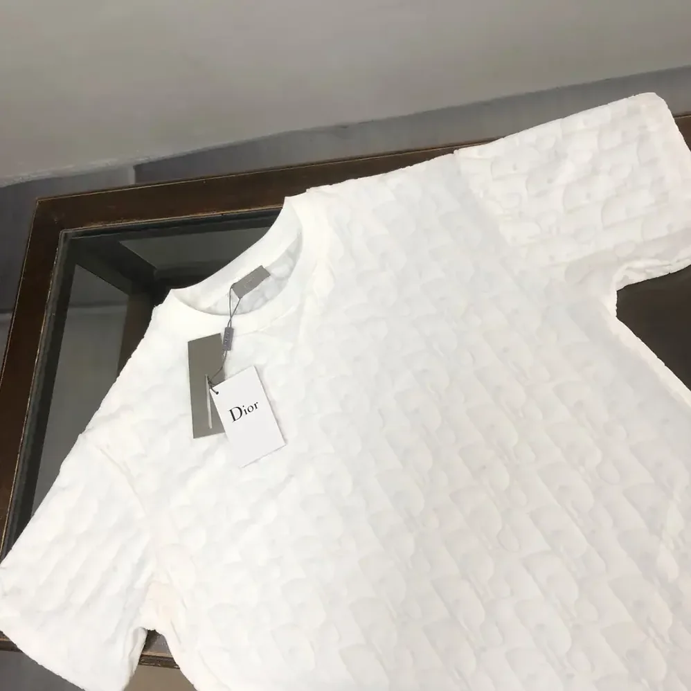 Dior Oblique Relaxed-Fit T-Shirt Off for Men in White Terry Cotton Jacquard Dior Oblique Relaxed-Fit T-Shirt Off for Men in White Terry Cotton Jacquard