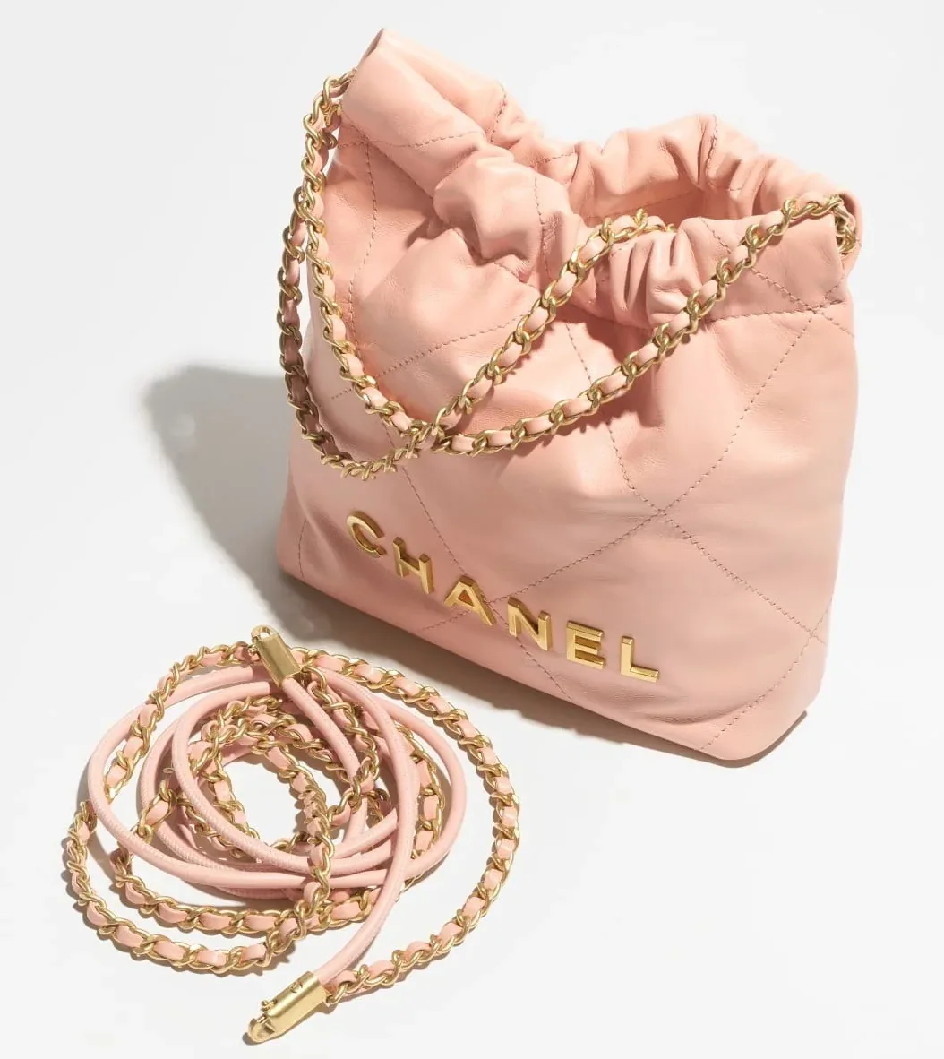 Chanel 22 Mini Crossbody Bag in Light Pink Gold Hardware