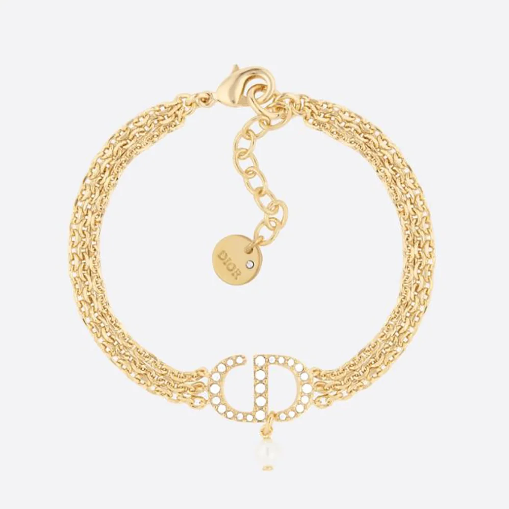 Dior Multi-chain Petit CD Bracelet Gold-Finish Metal and White Crystals for Women Dior Multi-chain Petit CD Bracelet Gold-Finish Metal and White Crystals for Women