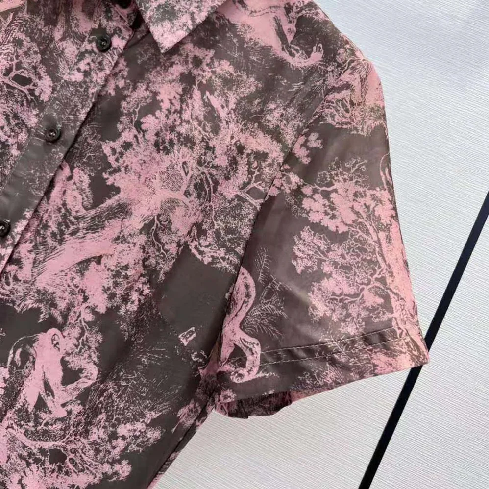 Dior Dioriviera Mid-length Shirt Dress Gray and Pink Cotton Muslin with Toile de Jouy Reverse Motif for Women Dior Dioriviera Mid-length Shirt Dress Gray and Pink Cotton Muslin with Toile de Jouy Reverse Motif for Women