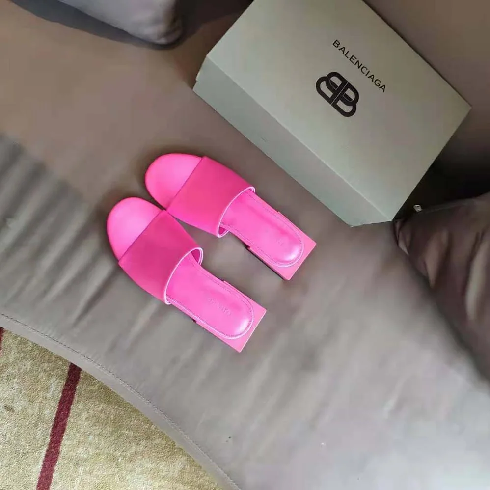 Balenciaga Box Mule in Pink Shiny Smooth Sheepskin for Women