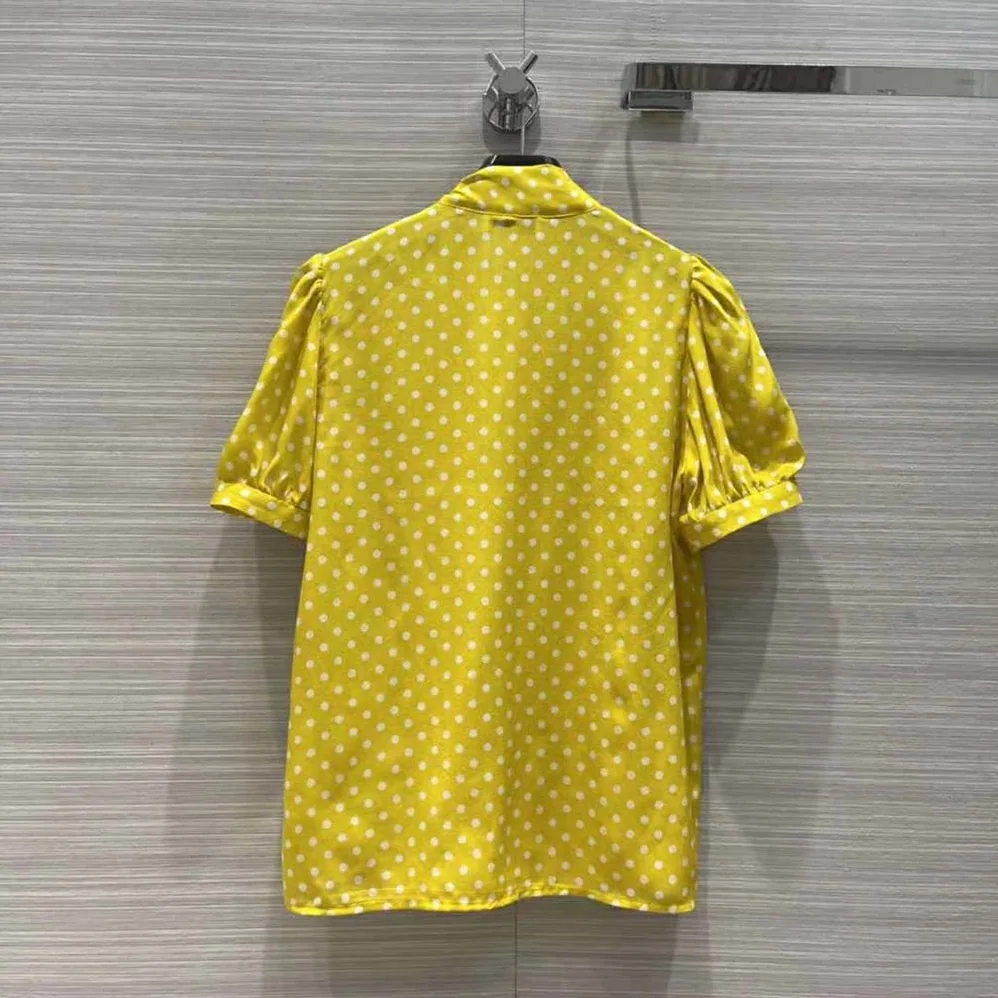 Celine Lavalliere Blouse in Crepe De Chine for Women in Yellow Celine Lavalliere Blouse in Crepe De Chine for Women in Yellow