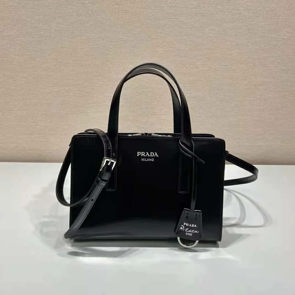 Prada Re-Edition 1995 Brushed-Leather Mini Handbag for Women in Black
