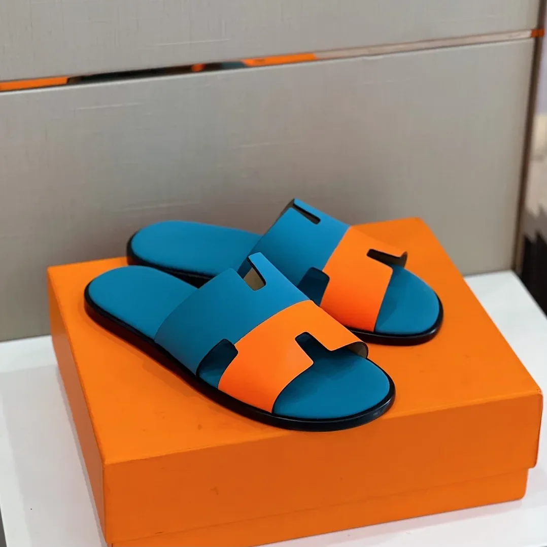Hermes Izmir Sandals Blue in Orange Hermes Izmir Sandals Blue in Orange