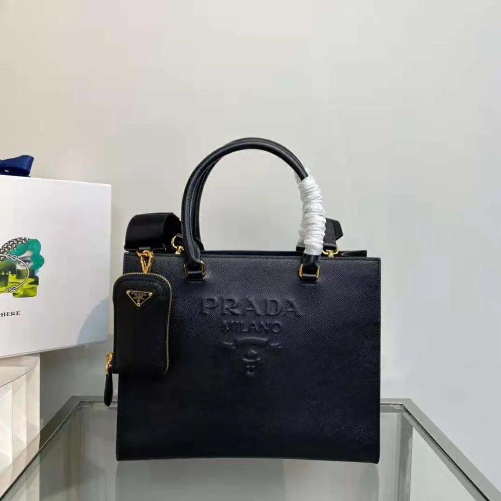 Prada Medium Saffiano Leather Handbag for Women in Black Prada Medium Saffiano Leather Handbag for Women in Black