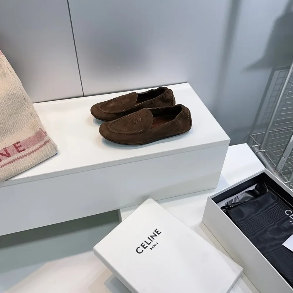 Celine Adam Loafer In Suede Calfskin for Unisex in Chocolate