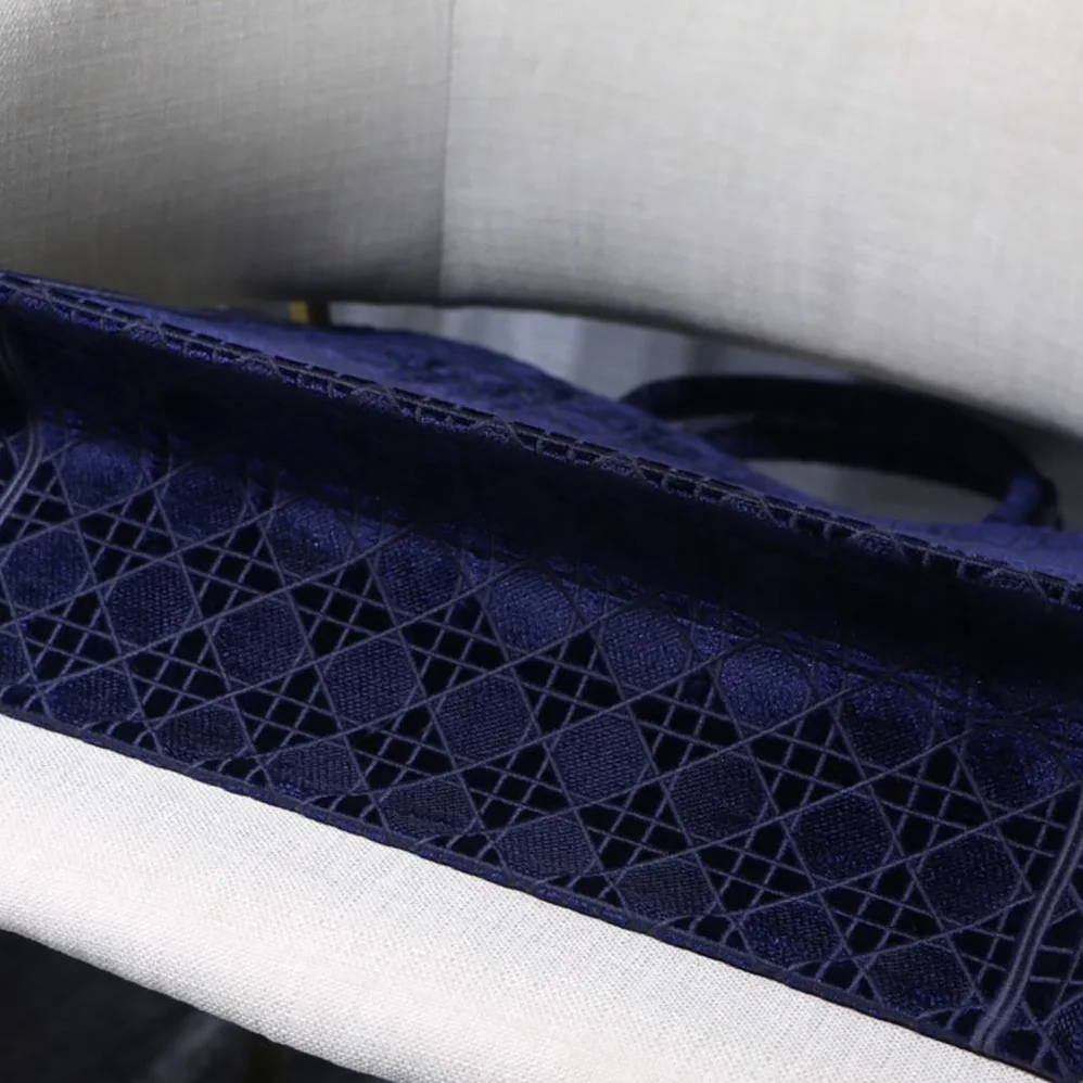 Dior Book Tote Blue Cannage Embroidered Velvet Dior Book Tote Blue Cannage Embroidered Velvet