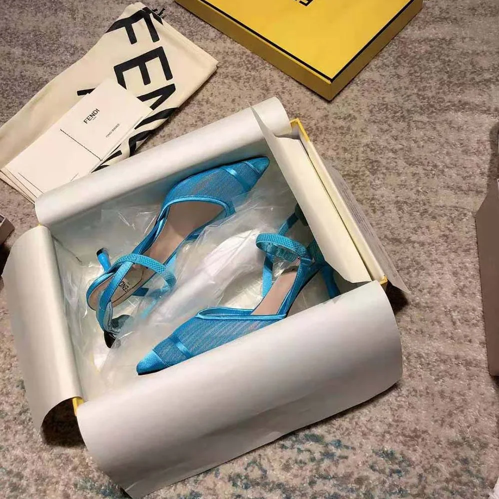 Fendi Turquoise Tulle and Satin Colibri Slingbacks in 80mm Heel for Women in Blue Fendi Turquoise Tulle and Satin Colibri Slingbacks in 80mm Heel for Women in Blue