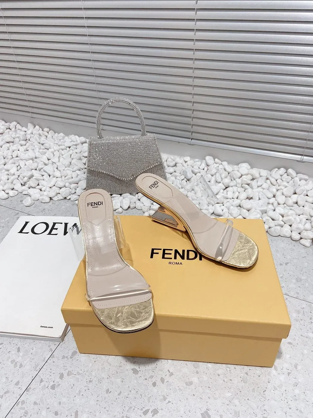 Fendi First Gold Transparent Medium in Heeled Sandals Fendi First Gold Transparent Medium in Heeled Sandals