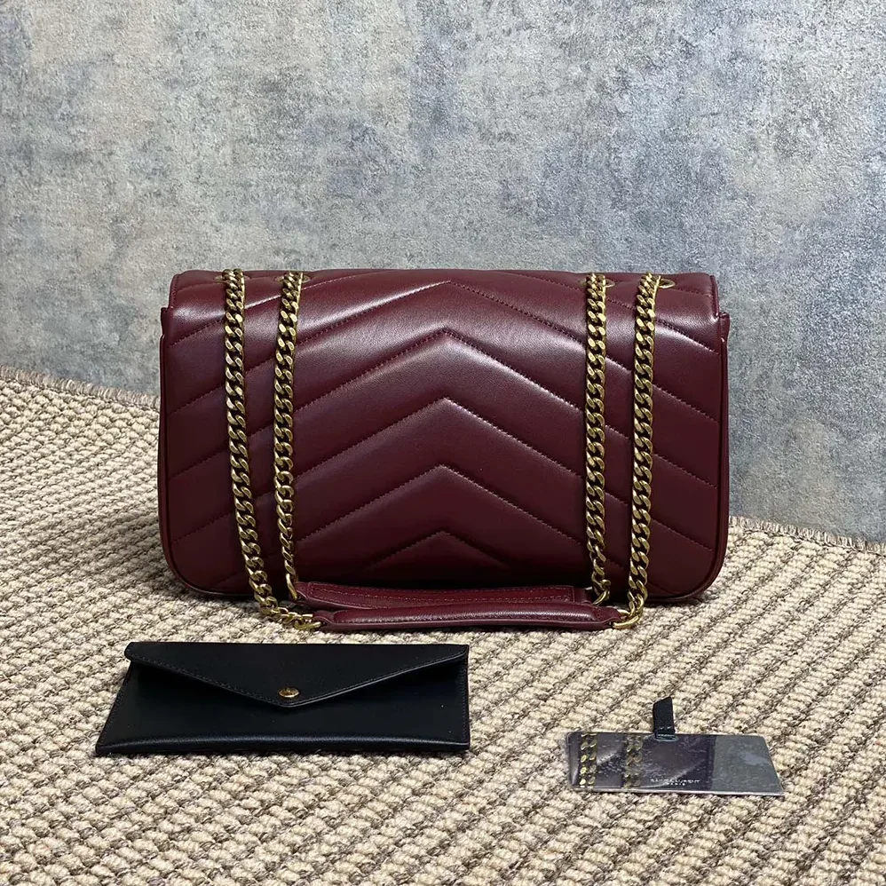 Saint Laurent YSL Loulou Medium in Matelasse Lambskin for Women in Bordeaux Saint Laurent YSL Loulou Medium in Matelasse Lambskin for Women in Bordeaux