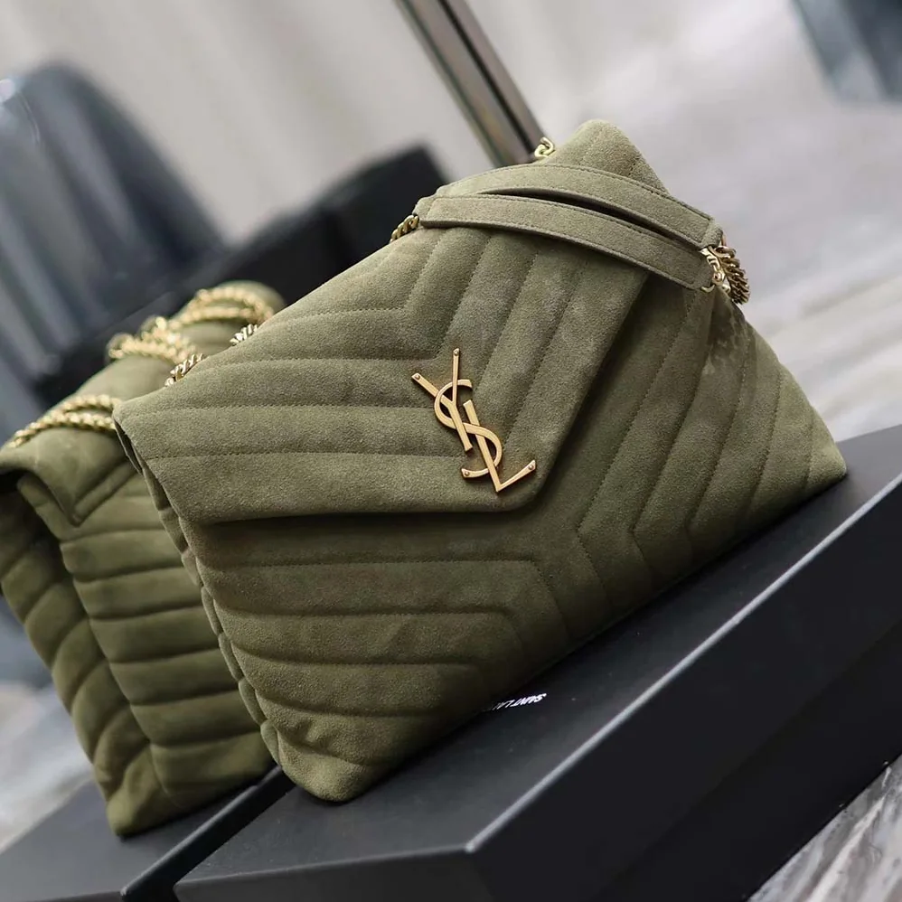 Saint Laurent YSL Loulou Medium in Quilted “Y” Suede for Women in Green Saint Laurent YSL Loulou Medium in Quilted “Y” Suede for Women in Green